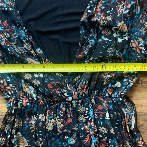 ELENA BALDI Italy Silk Blend Floral V-neck Long Sleeve Hi Low Hem Dress Size Med - Picture 5 of 12